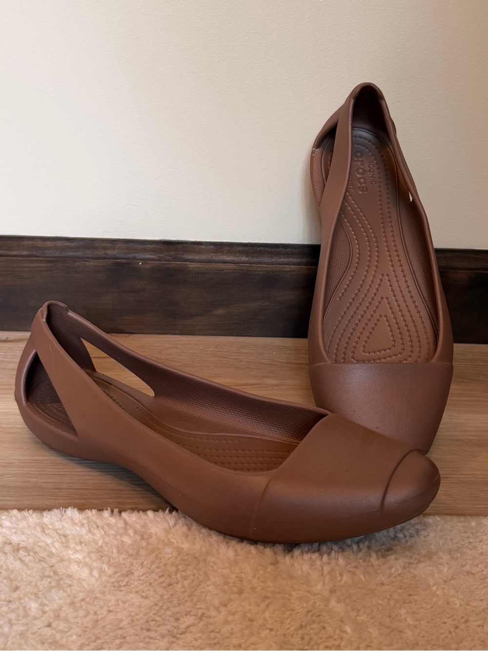 Crocs Brown Slip-On Ballet Style Flats